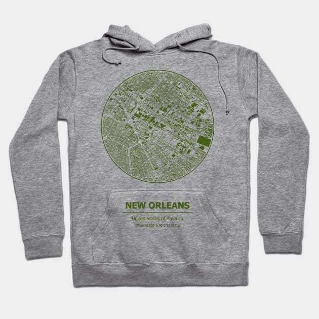 New Orleans city map coordinates Hoodie by SerenityByAlex